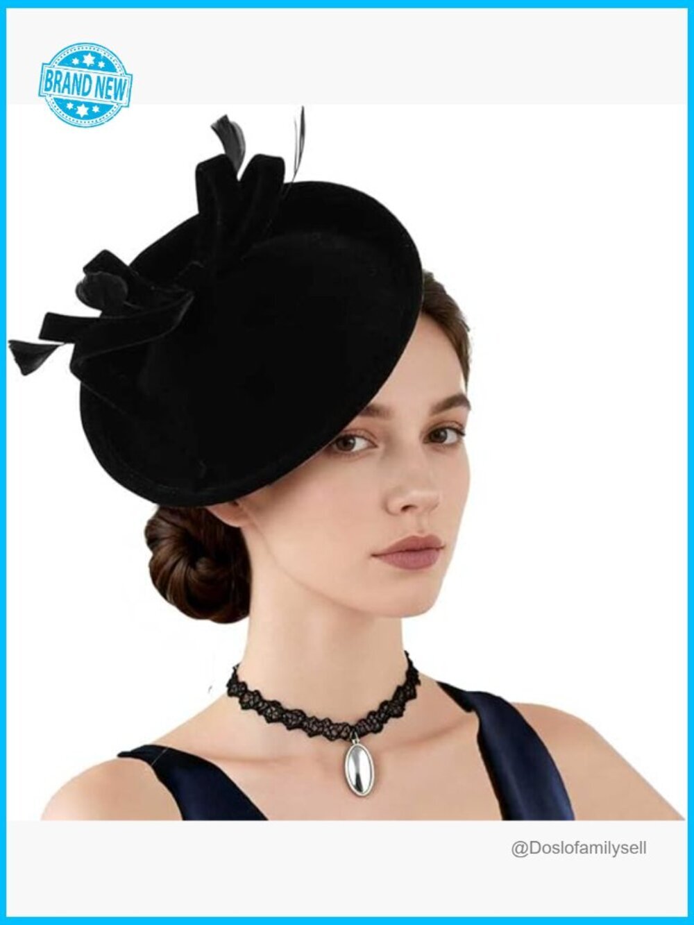 Velvet Fascinator Hat for Wedding Derby Party Feather Headpiece Bow